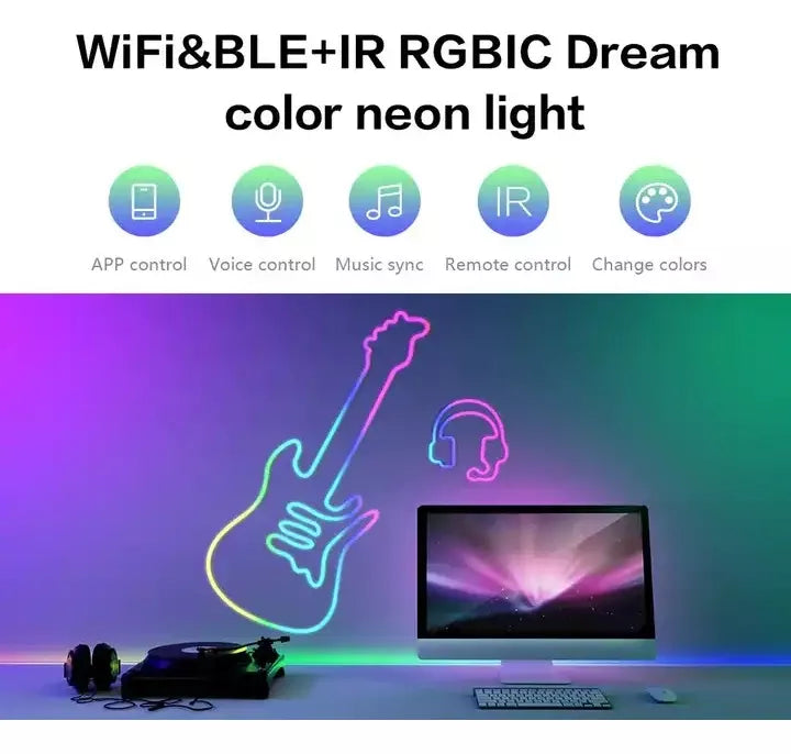 Tira LED RGBIC Dreamcolor Flex 5m Silicona Alexa Google Assistant Wifi