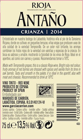 Antaño - Vino Tinto Español Crianza - 750 ml