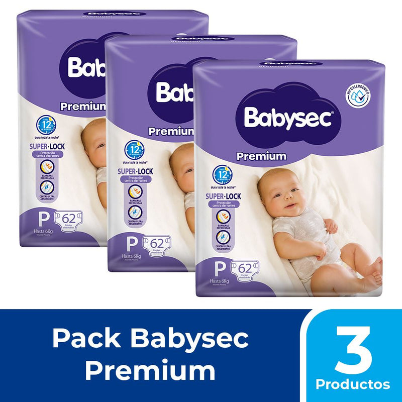 Babysec - 3 Pack Pañal Bebé  Premium 62 un P