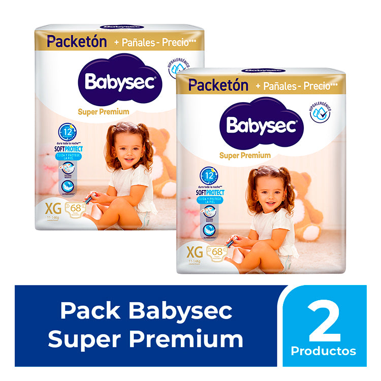 Babysec - 2 Pack Pañal Bebé Super Premium 68 un XG