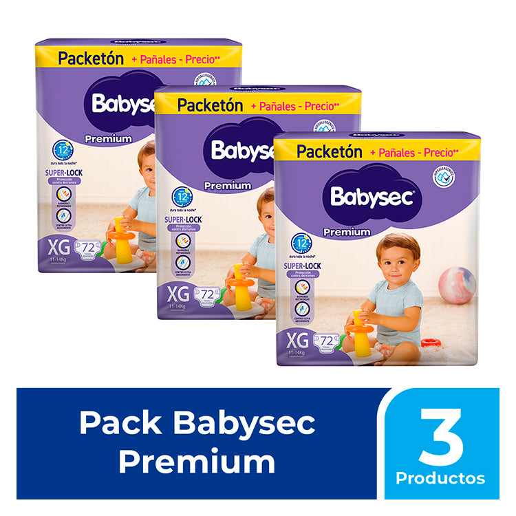 Babysec - 3 Pack Pañal Bebé Premium 72 un XG