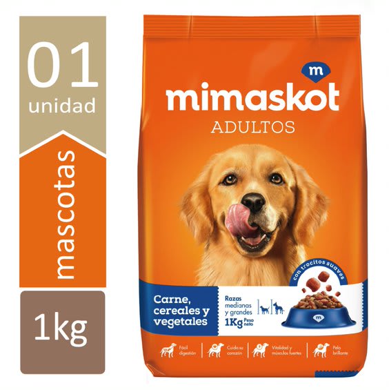 Mimaskot - Comida para Perros Adultos - Carne/Cereal/Veg - 1 Kg.