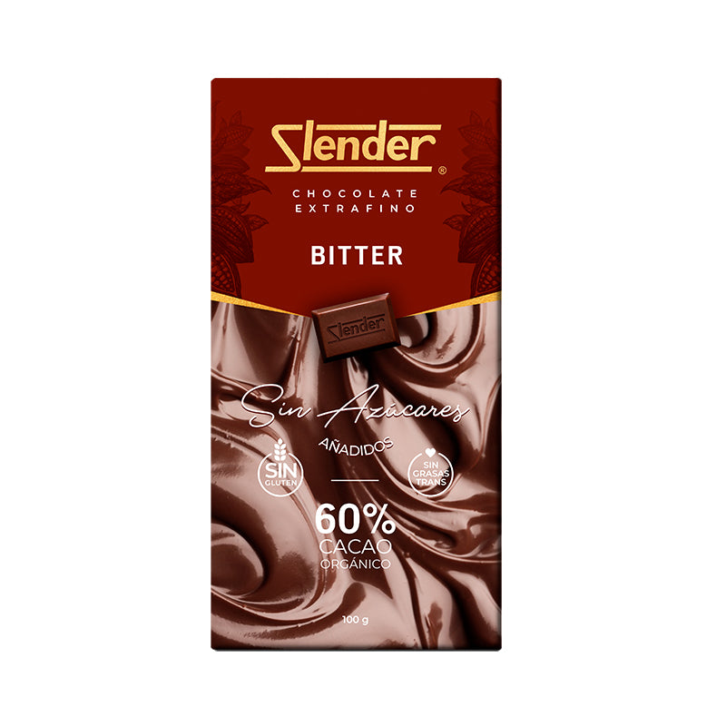 Slender - Chocolate 60% Cacao Orgánico - Bitter 100 gr.
