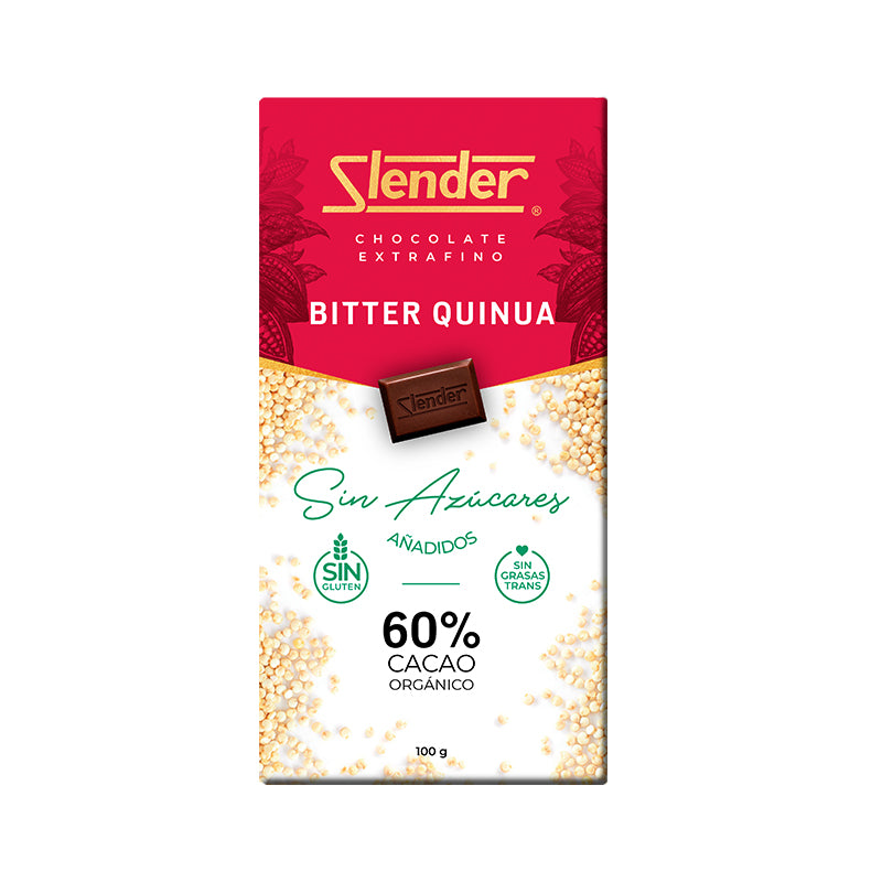 Slender - Chocolate 60% Cacao Orgánico - Bitter con Quinua 100 gr.