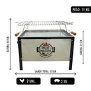 Meat Master - Caja china galvanizada chica + parrilla de varillas inoxidable