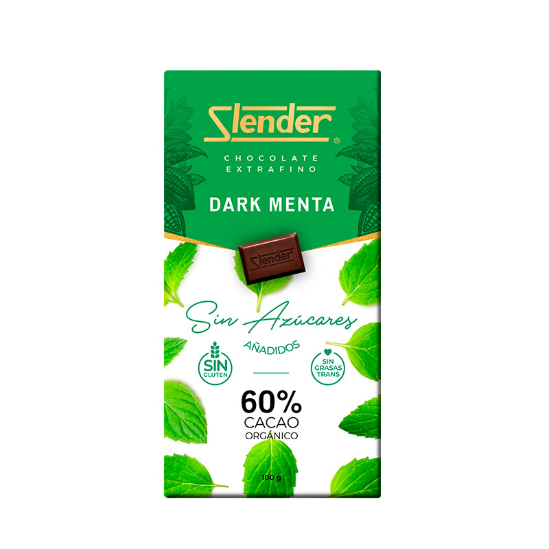 Slender - Chocolate Dark 60% Cacao Orgánico - Menta 100 gr.