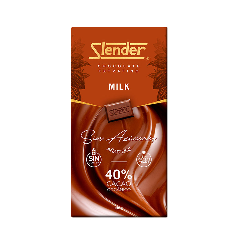 Slender - Chocolate 40% Cacao Orgánico - Leche 100 gr.