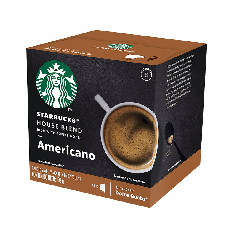 Nescafe Dolce Gusto - Capsulas de Café Starbucks House Blend Americano - 16 u.