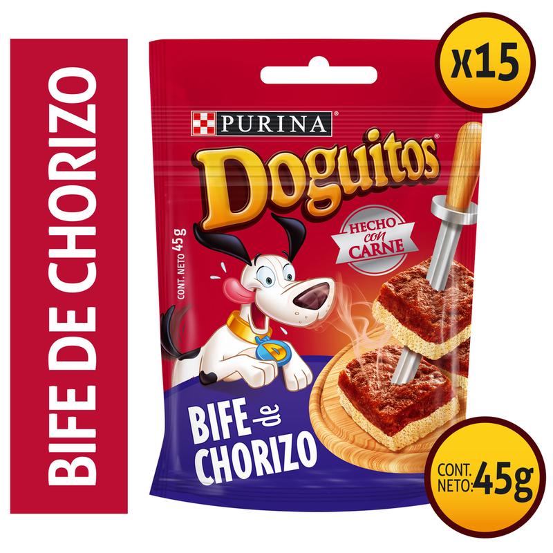 Purina - Snack de Perros Doguitos Bife de Chorizo - 15 x 65 kg.