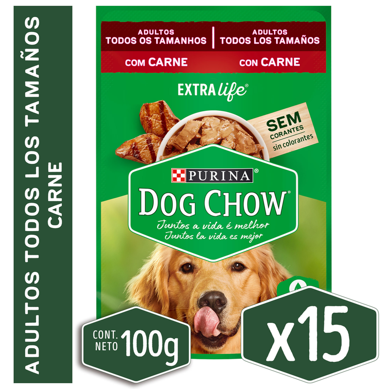 Purina - Alimento Húmedo para Perros Dog Chow Adulto Carne  - 15 x 100 kg.