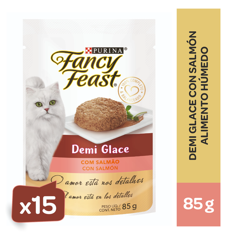 Purina - Alimento Húmedo de Gato Fancy Feast Demi Glace Salmón - 15 x 85 gr.