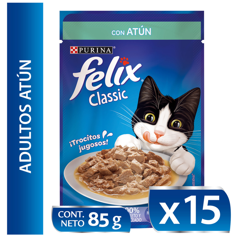 Purina - Alimento Húmedo de Gato Felix Classic Con Atún - 15 x 85 gr.