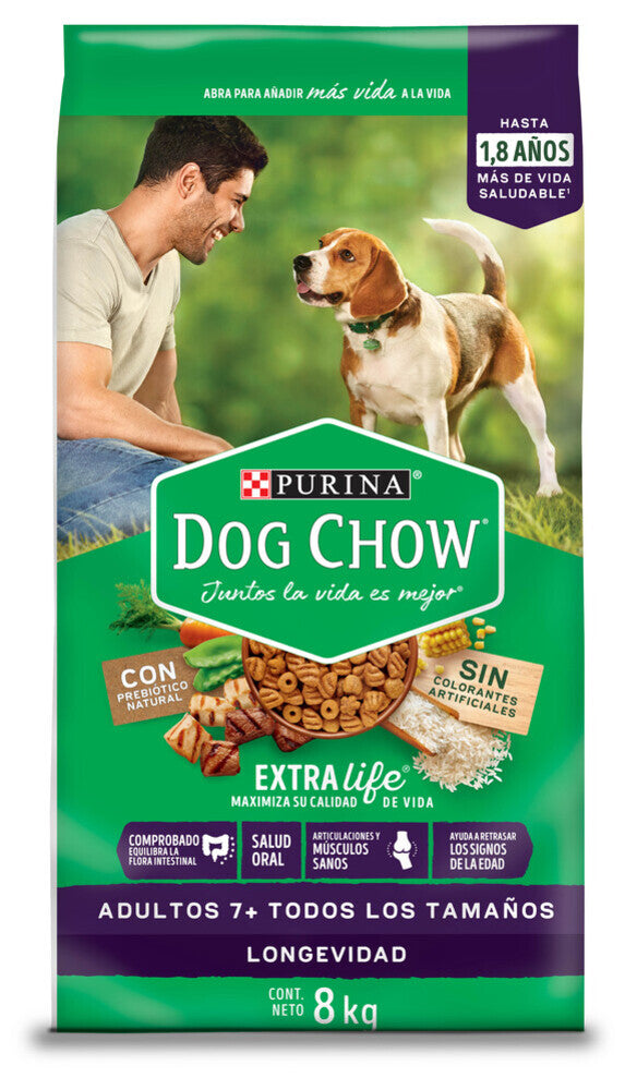Purina - Alimento para Perros Dog Chow Adultos Mayores + 7 años - 8 kg.