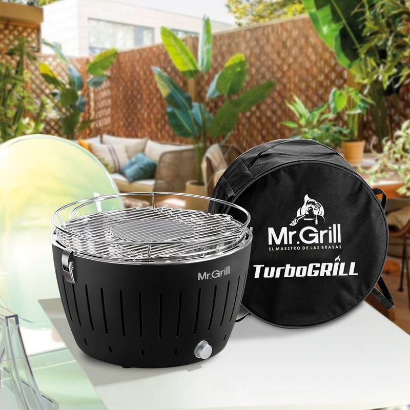 Mr. Grill - Parrilla Portátil a Carbón Turbo Grill - Negro