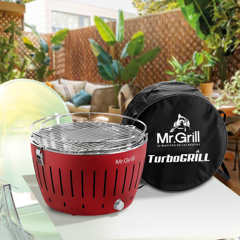 Mr. Grill - Parrilla Portátil a Carbón Turbo Grill - Rojo