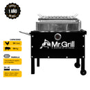 Mr. Grill - CAJA CHINA MEDIANA JR BLACK MIXTA + TERMOMETRO + PARRILLA ARGENTINA REGULABLE