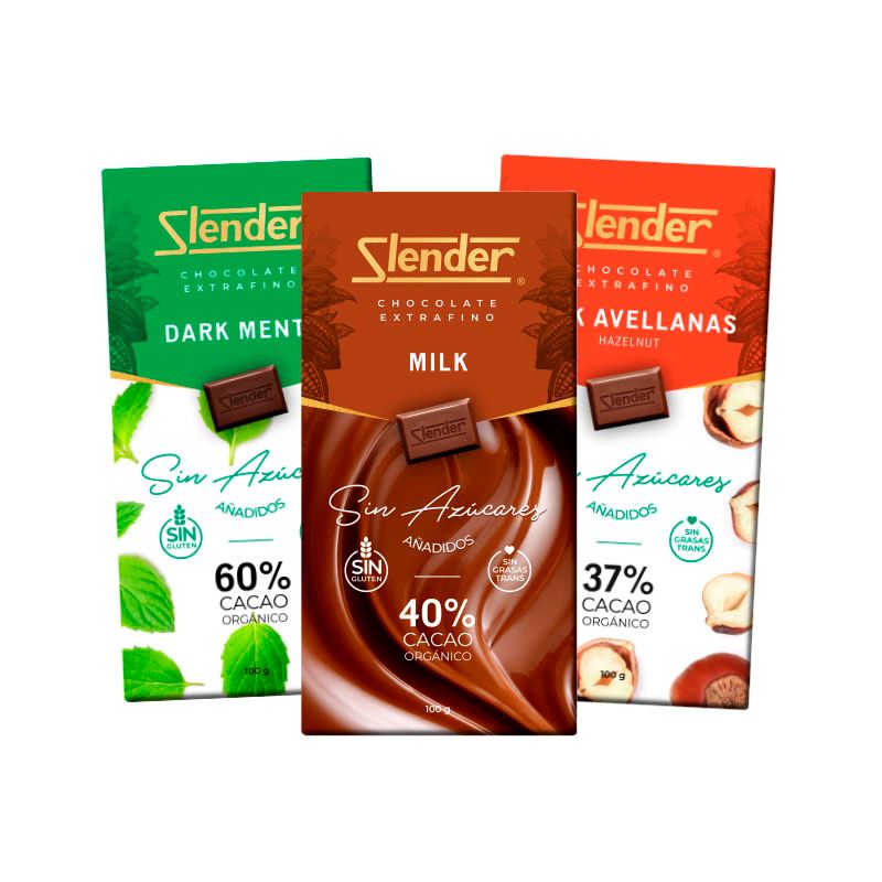 Slender - 3 Pack Mix Chocolate con Cacao Orgánico