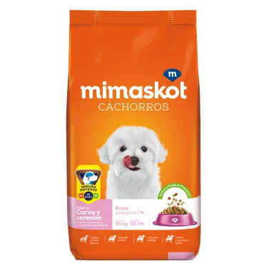 Mimaskot - Comida para Perros Cachorros Raza Pequeña - Carne y Cereales - 25 Kg.